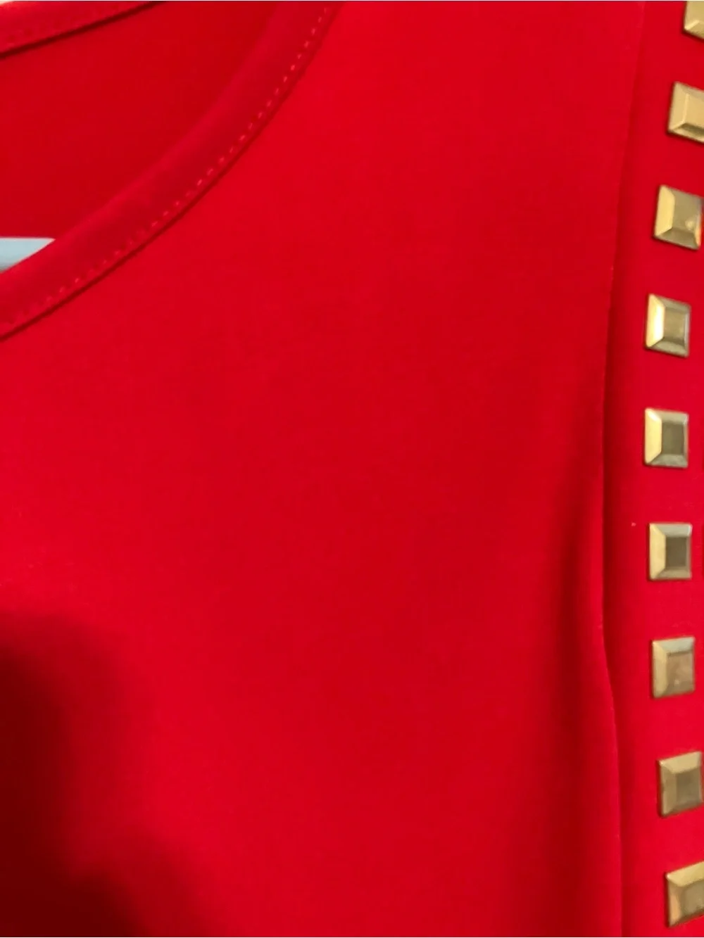 Michael Kors Red Sleeveless Sheath Dress with Gold Studs
